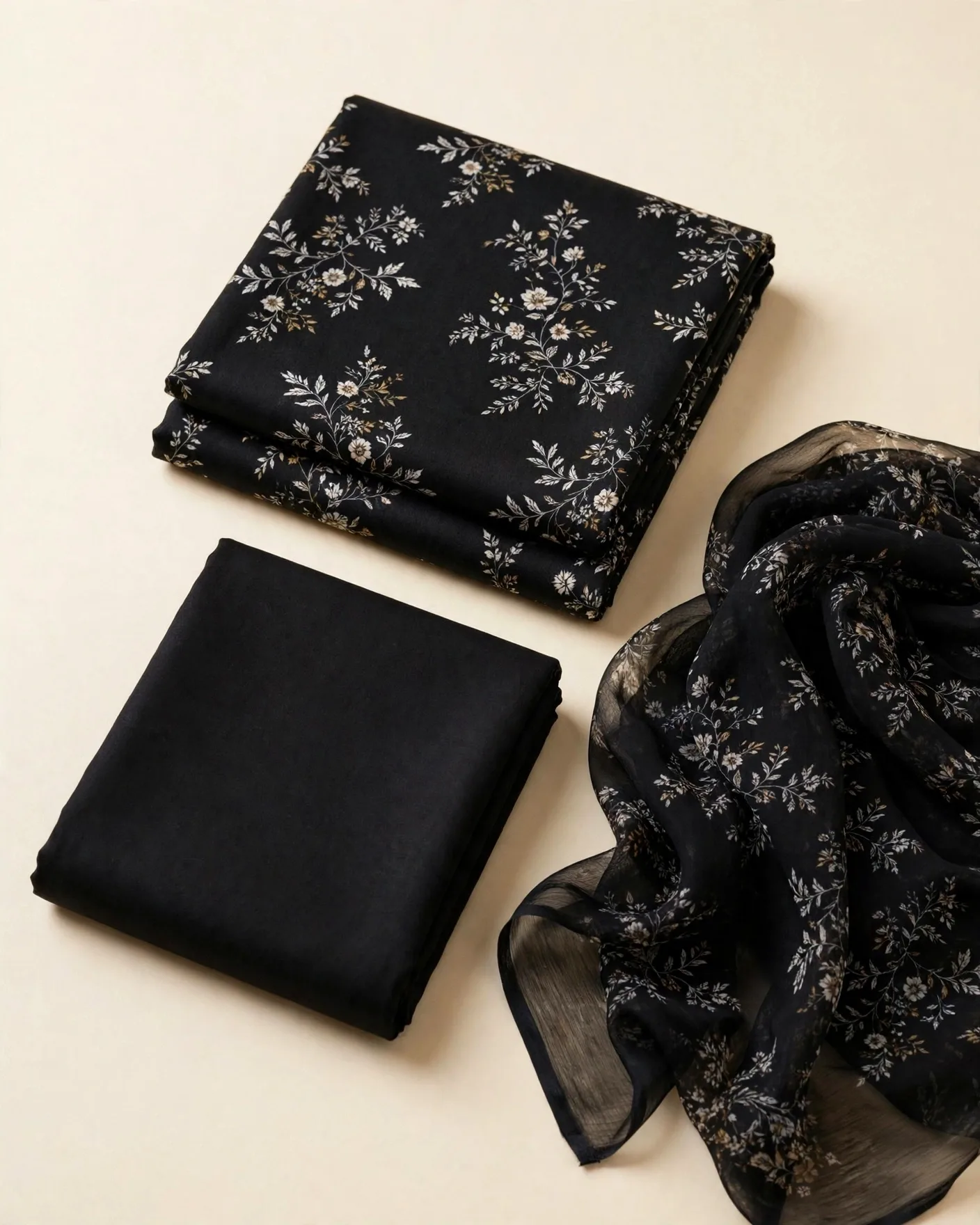 Chunri Black Printed Lawn 3-Piece Suit