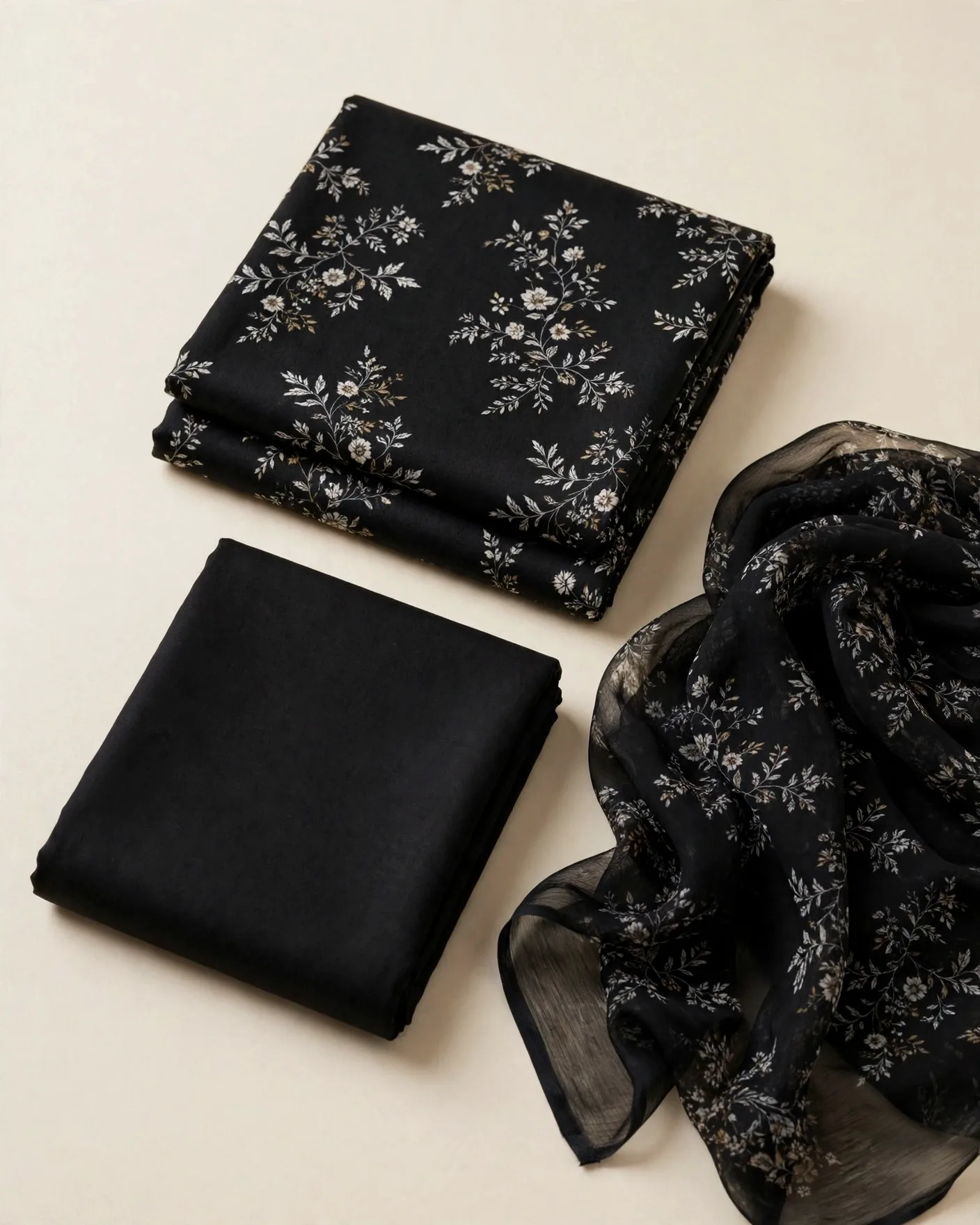 Chunri Black Printed Lawn 2-Piece Suit