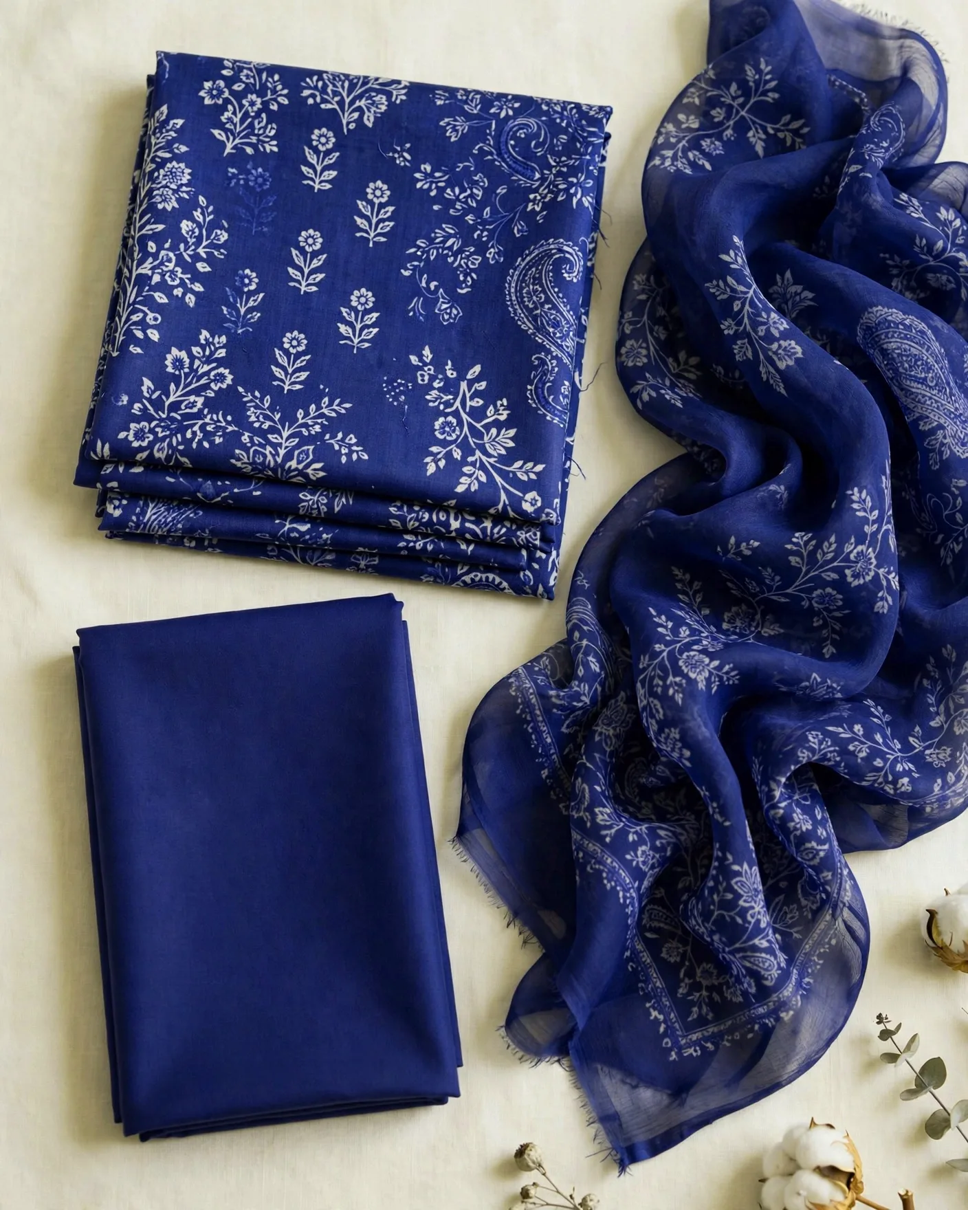 Ikat Indigo Embroidered Lawn 3-Piece Suit