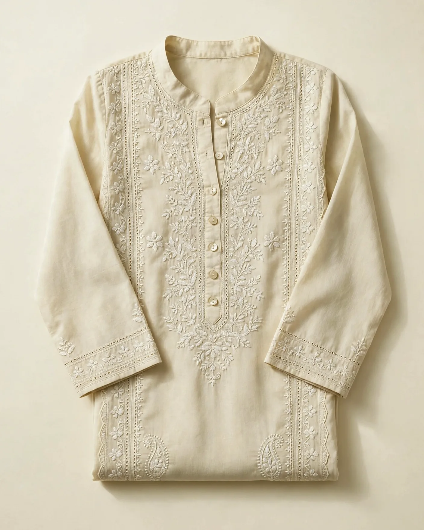 Chikankari Beige Kurta