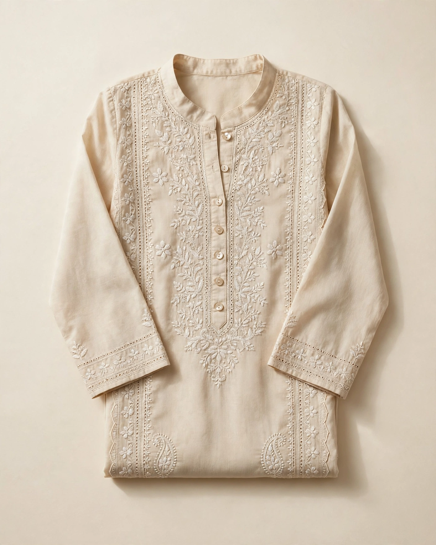 Chikankari Beige Kurta