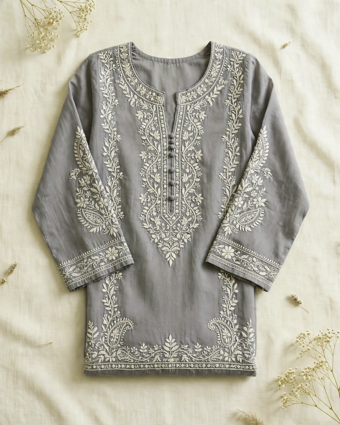 Chikankari Grey Kurta