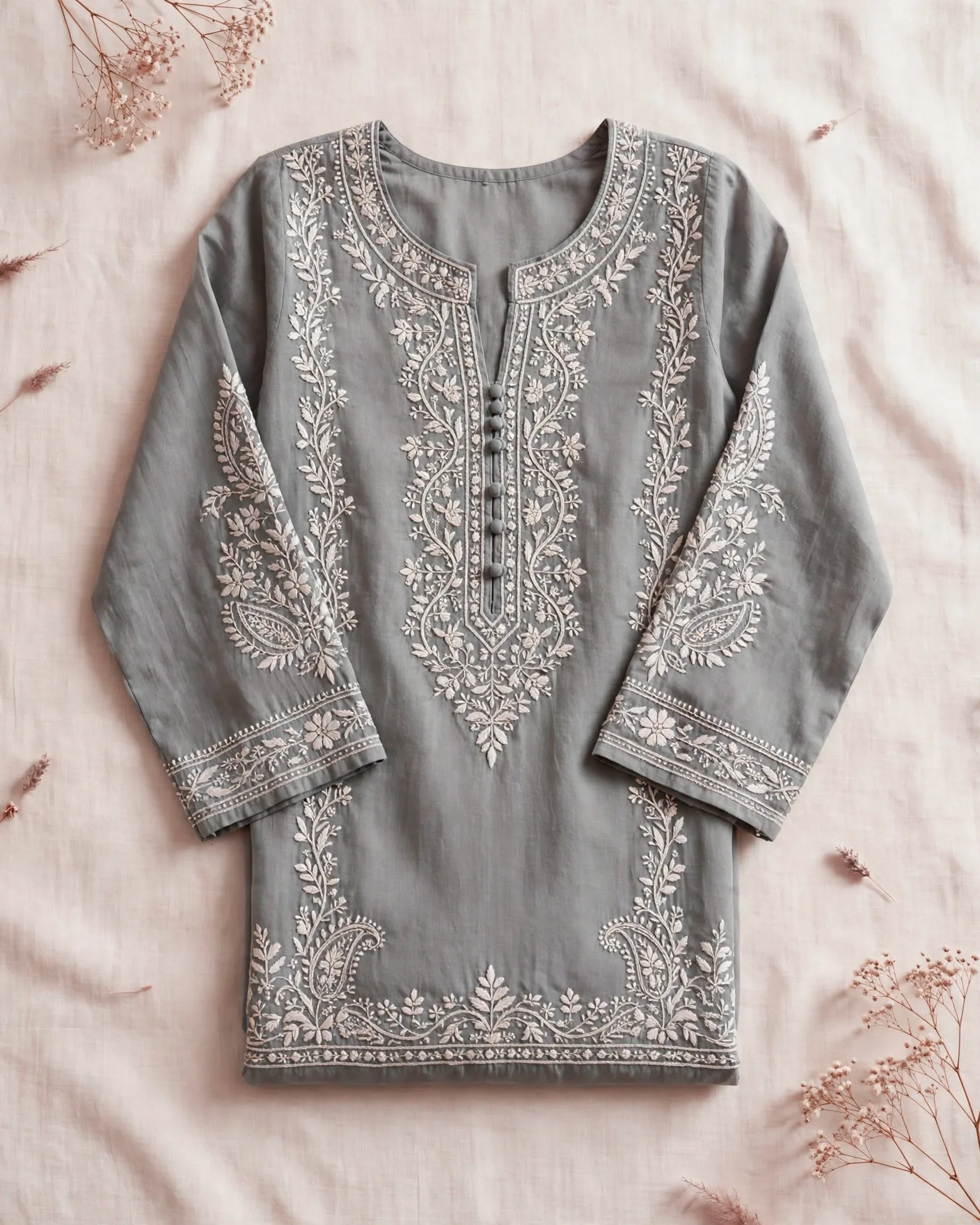 Chikankari Grey Kurta