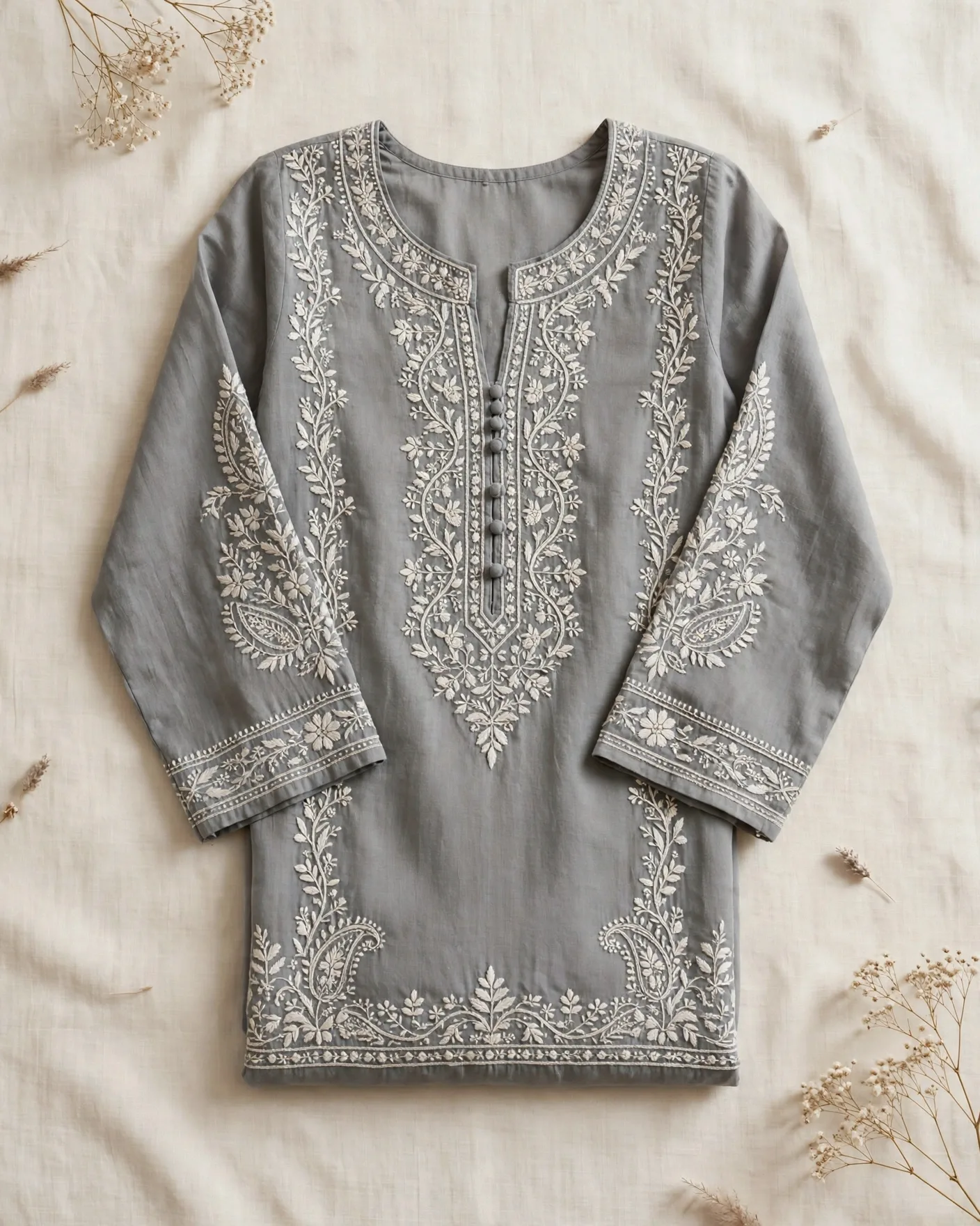 Chikankari Grey Kurta