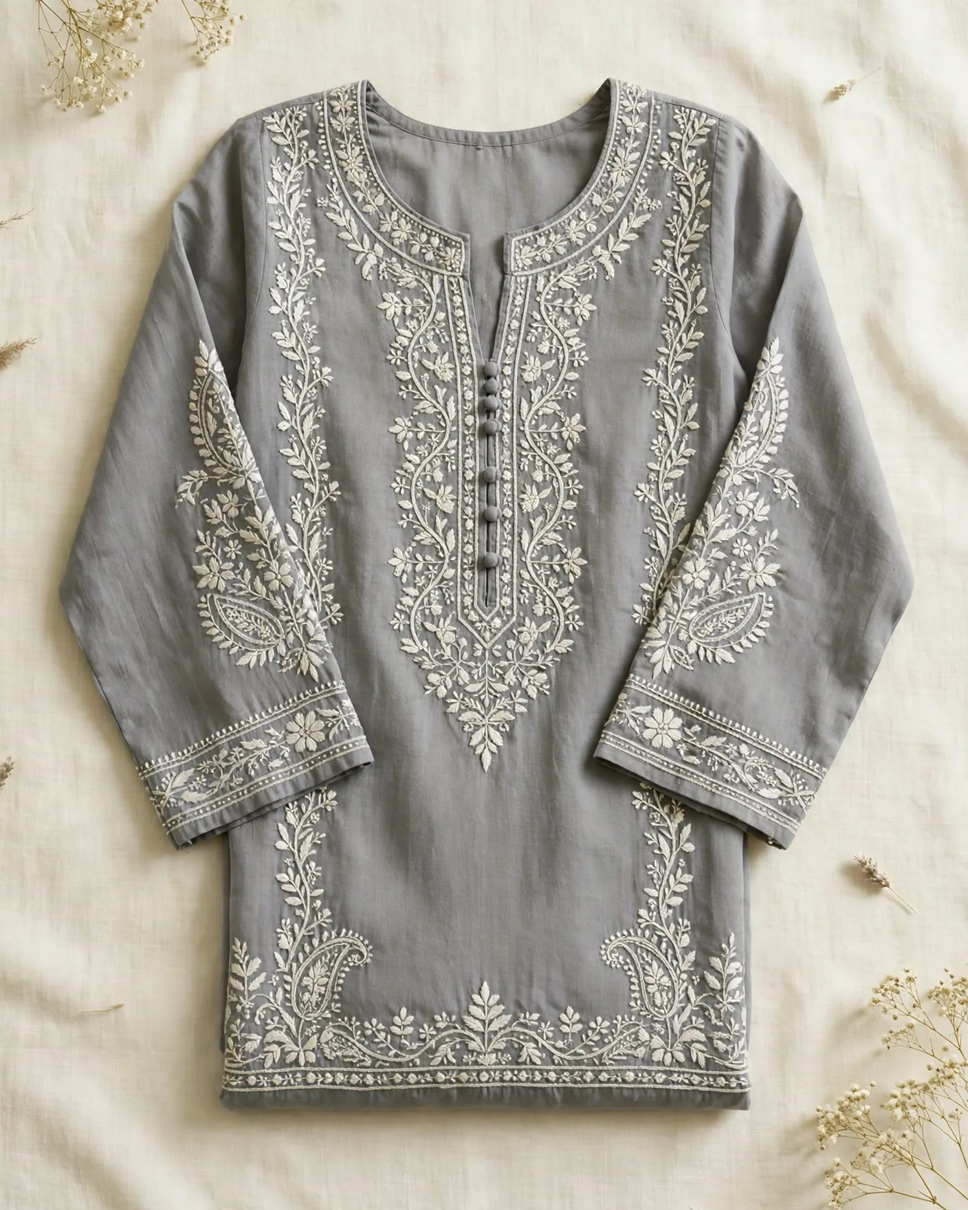 Chikankari Grey Kurta