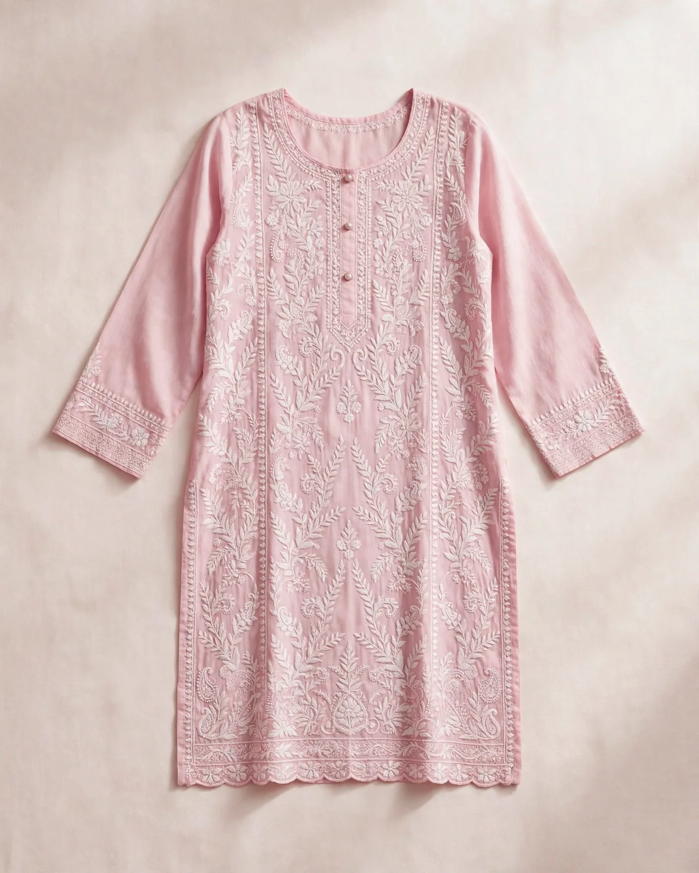 Chikankari Pastelpink Kurta