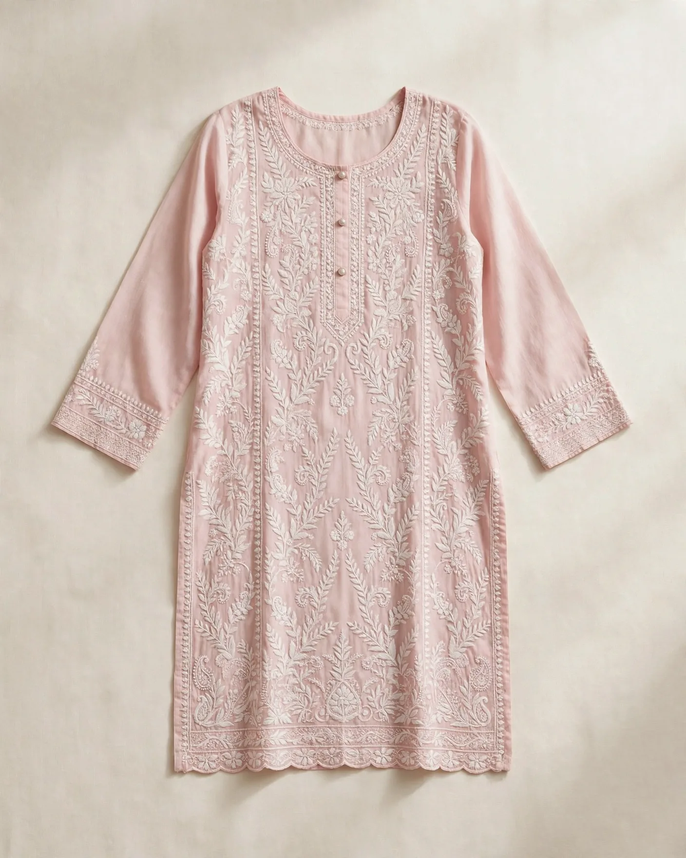 Chikankari Pastelpink Kurta