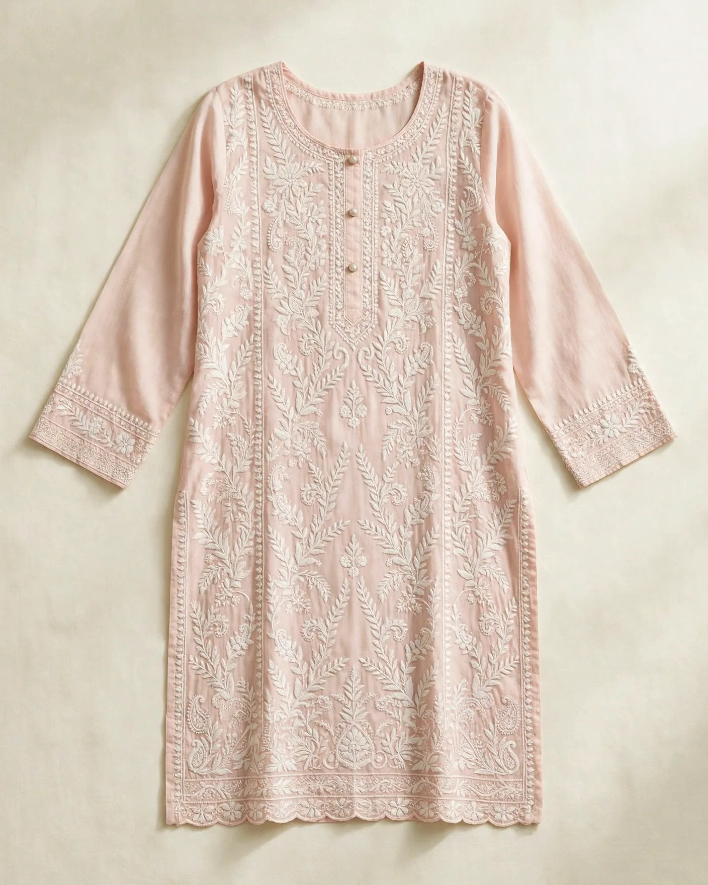 Chikankari Pastelpink Kurta