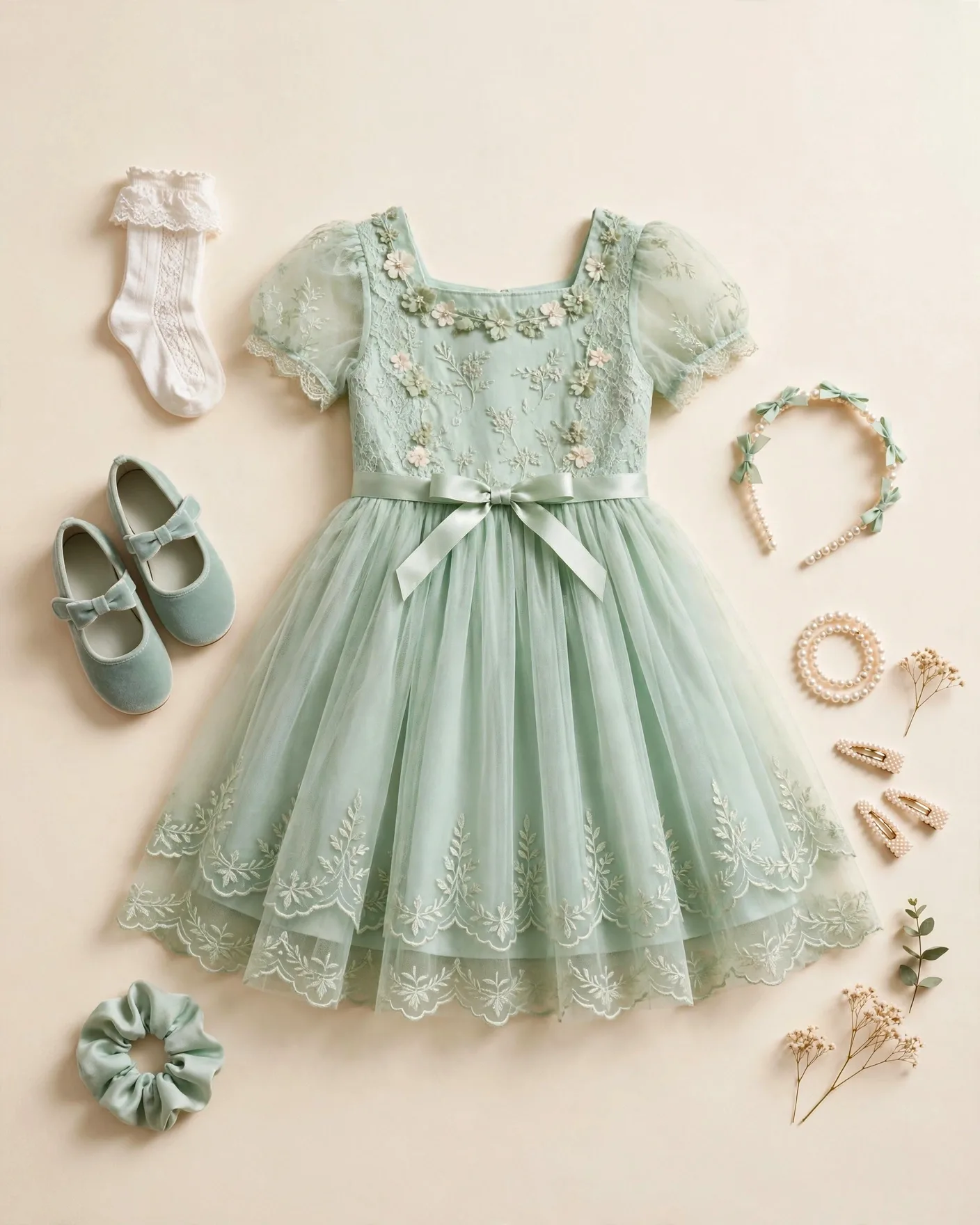 Mint Party Girls' Dress