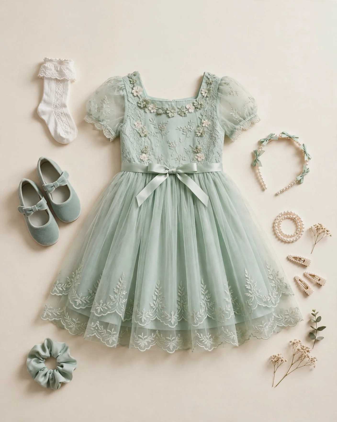 Mint Party Girls' Dress